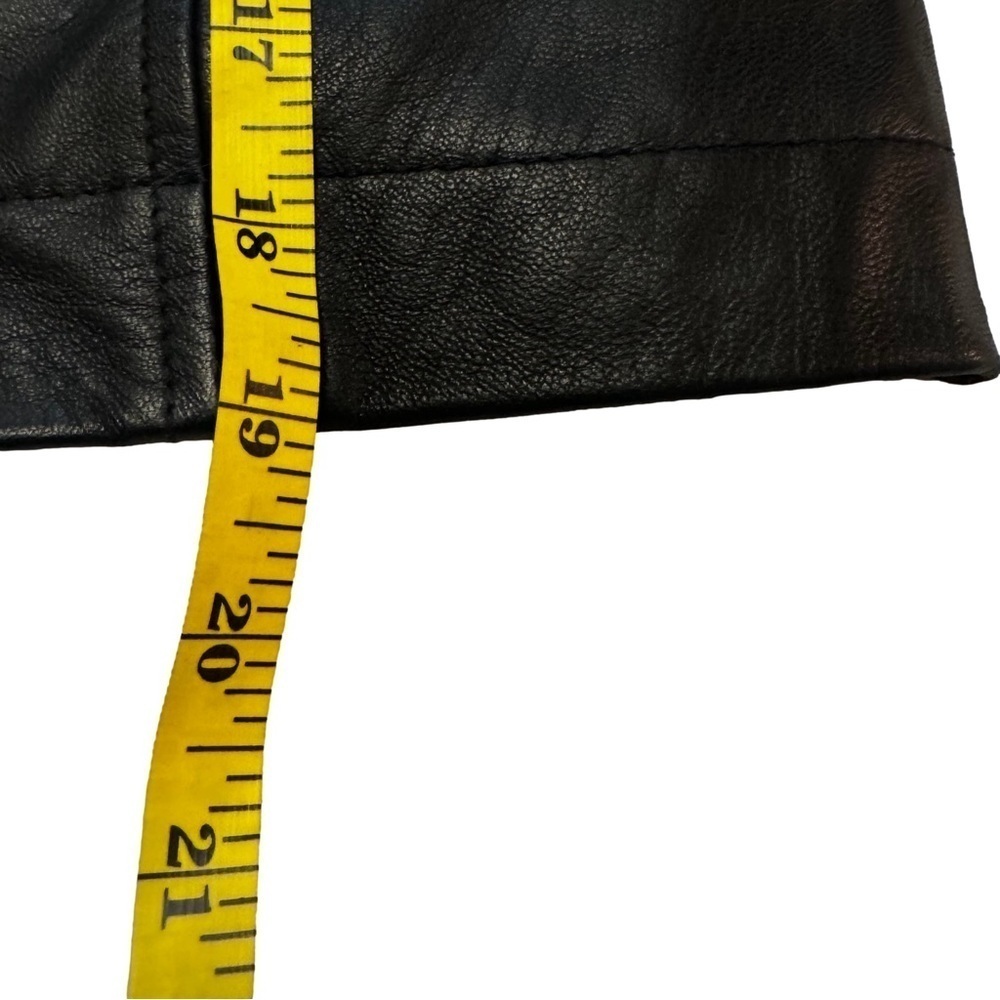 GILI Leather Black Moto Jacket Coat Size 4 Gold Hardware Pockets Zippers NEW - Picture 15 of 16